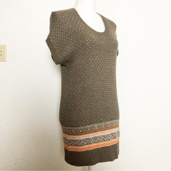 UNIQLO SWEATER COLLECTION Wool Blend Fair Isle Short Sleeve Tunic Sweater Dress - Picture 3 of 16